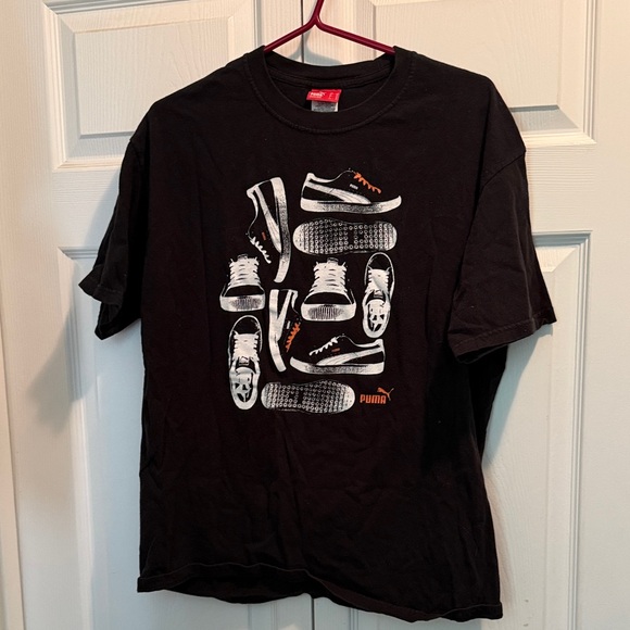 Puma Other - Puma Black Tee with White and Orange Sneaker Graphics